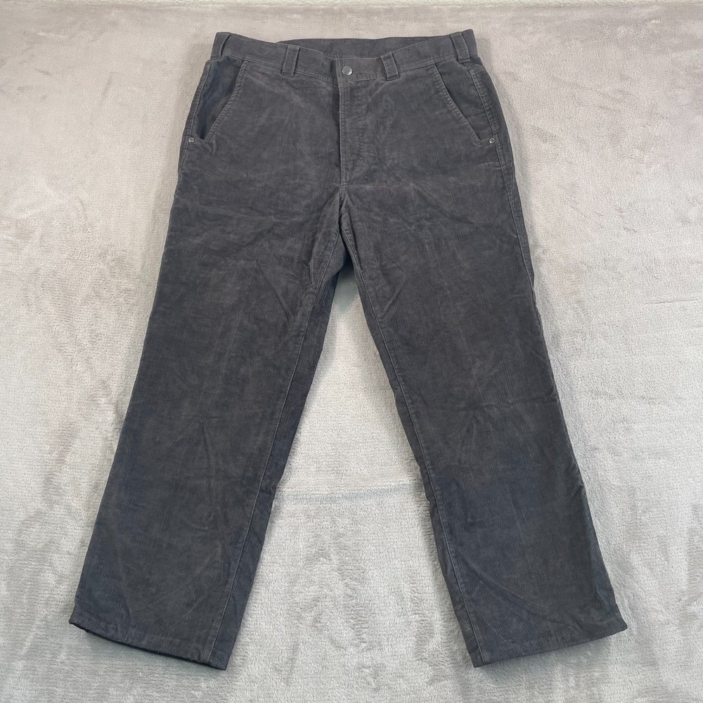 ExOfficio Flexcord Carpenter Pants Men 34x27 Grey Corduroy Cord Straight Fit